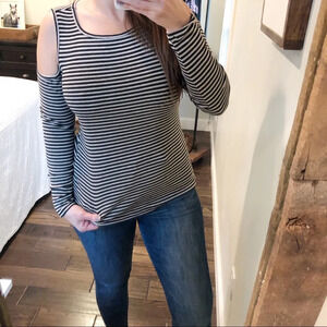 Philosophy medium striped cold shoulder blouse